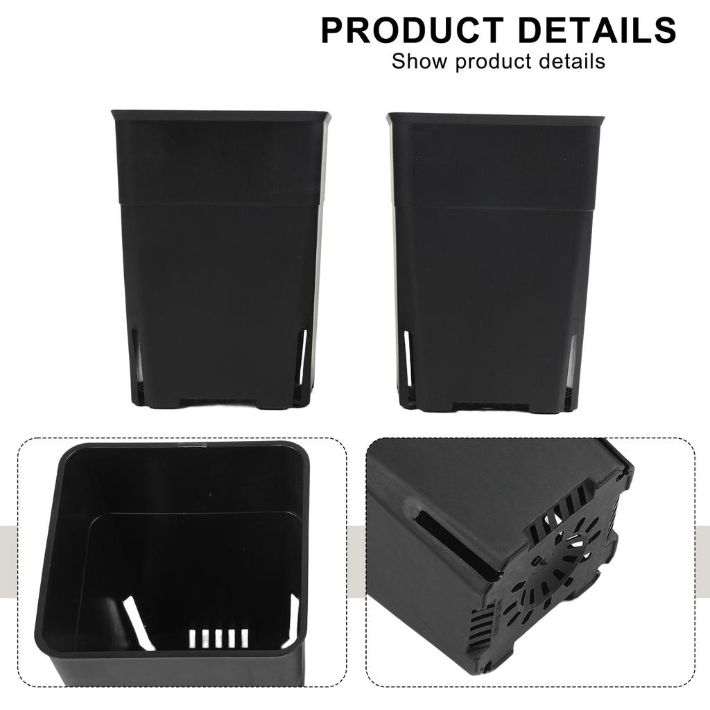 Plastic Square Plant Pots for Balcony and Patio with Efficient Drainage and Stackable Construction for Organized Storage