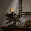 Estatua del Jinete sin Cabeza de Halloween con Luz de Calabaza LED, Decoración de Fantasma Iluminada de Resina, Figura de Caballero, Escultura de Terror para Decoración de Mesa del Hogar