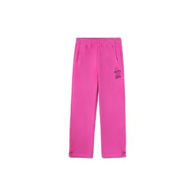 Li Ning X Disney Toy Story Strawberry Bear Series Solid Color Fleece Warm Loose Sports Long Pants Women Bottoms Rose-Purple AKLR742-1