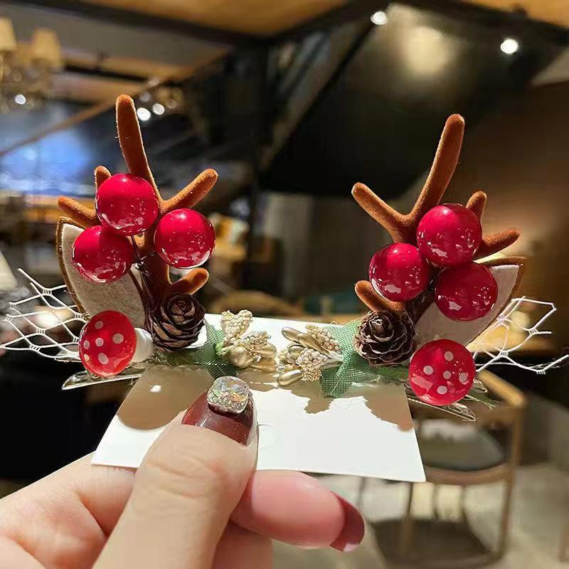 Barrette Serre-tête Bois de Faon Style Mori - Accessoire de Cheveux de Noël Mignon d'Inspiration Féerique pour Femmes