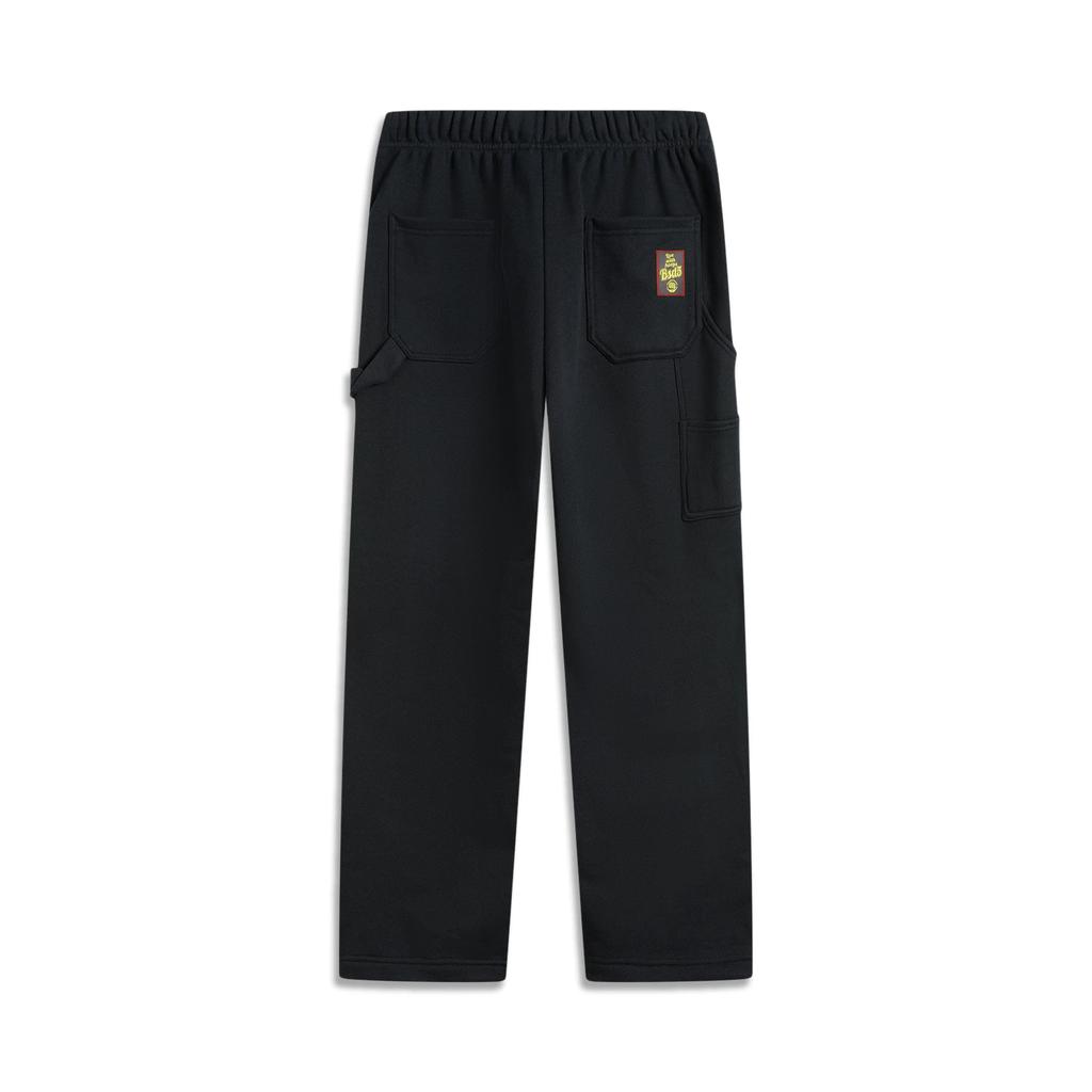 Li Ning Badfive Solid Color Mid Waist Drawstring Breathable Versatile Straight Leg Casual Pants Men Bottoms Black AKLV191-4