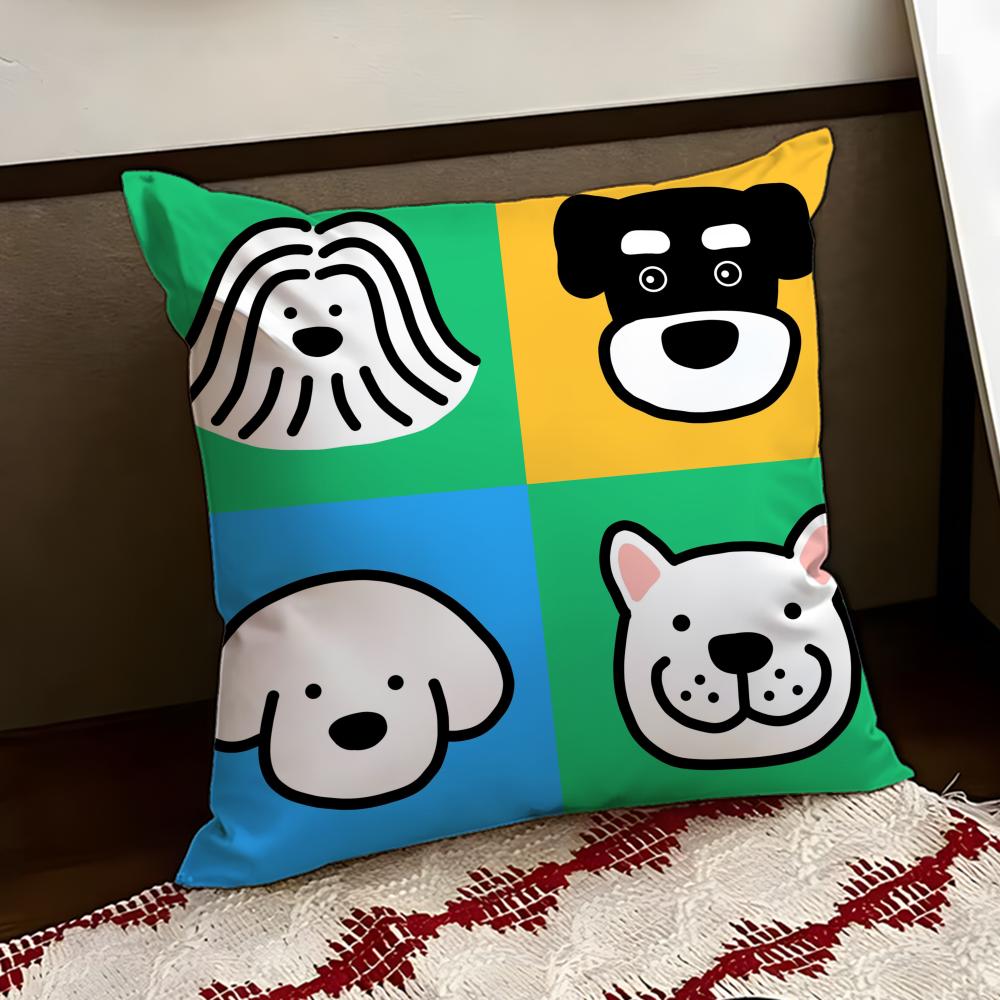 Cartoon Simple Cute Dog Cushion Cover Reversible Soft Durable Pillow Cover Home  Car MultiScene Use for Daily Comfort