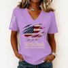 Women's Fashion Casual Short-Sleeve Printed V-Neck Pullover Top