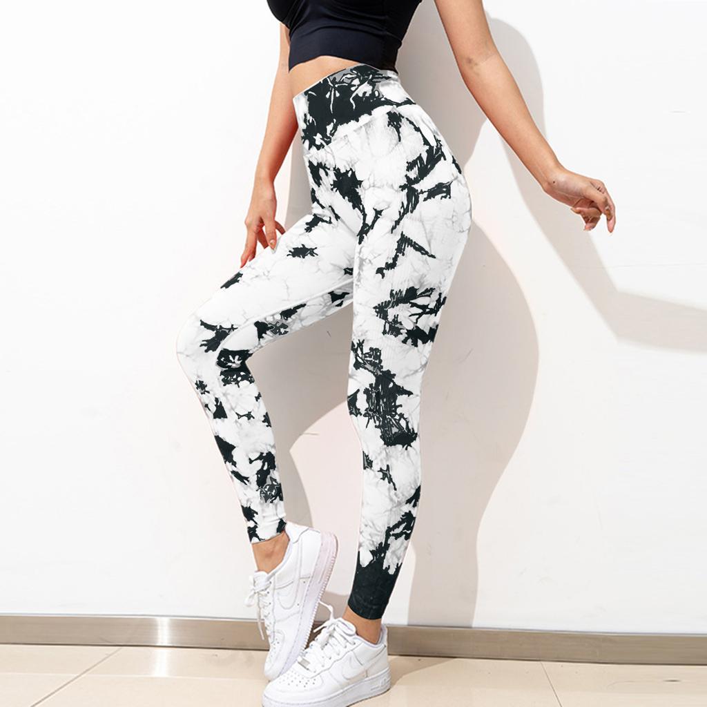 High Waist Tie Dye Yoga Leggings for Women Butt Lifting Workout Seamless Compression Athletic Pants for Gym Fitness Running
