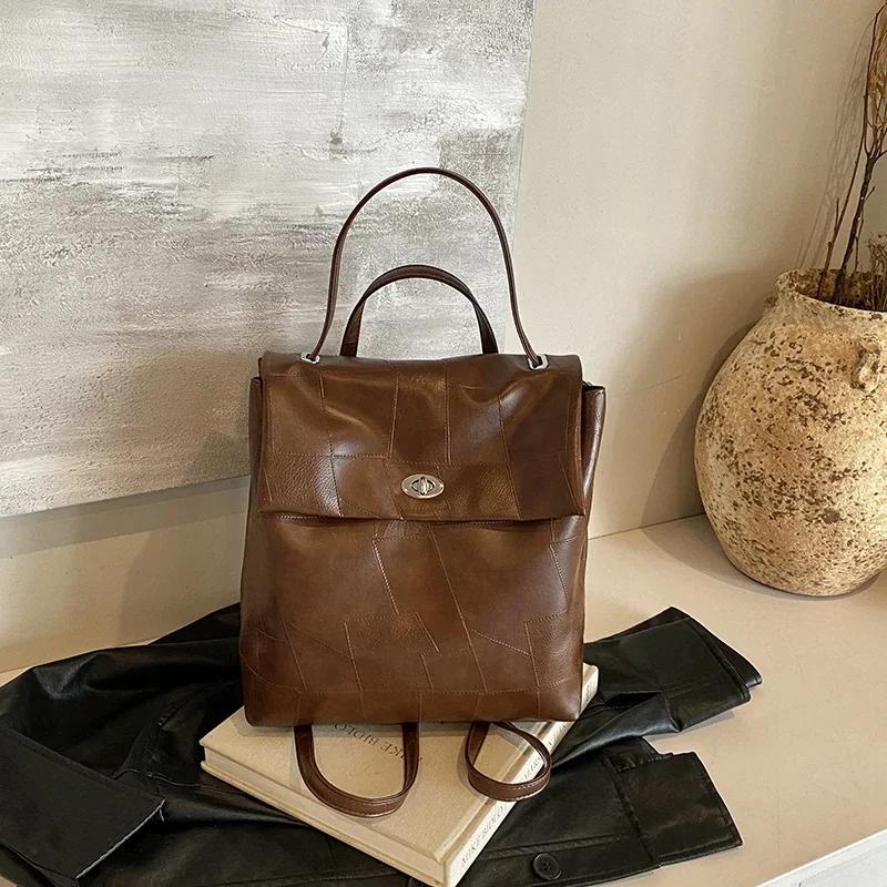 

Большой вместительный женский рюкзак ретро ПУ сумка повседневный дорожный продвинутый смысл