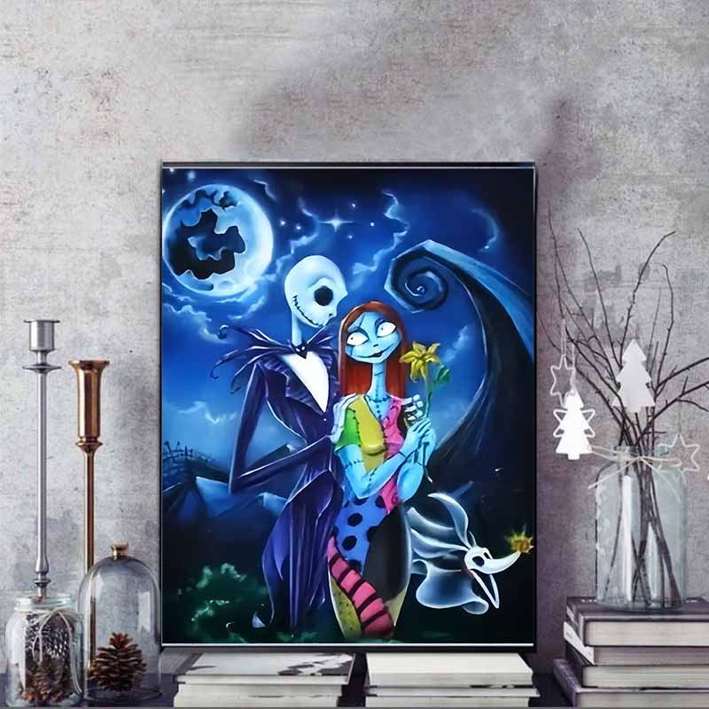 Disney Diamond Painting 5D Jack and Sally Gothic Romantic Illustration Cartoon Movie Cross Stitch Embroidery Handmade Gift Home Decor
