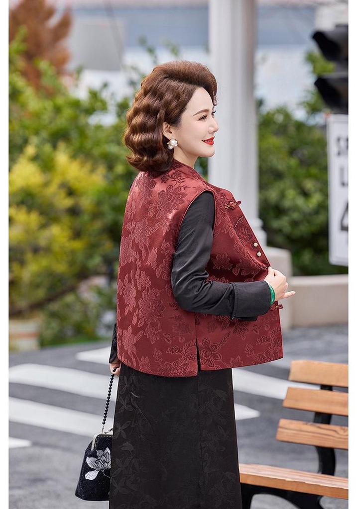 2026 New Chinese Style Spring Vest for Middle-aged and Elderly Women