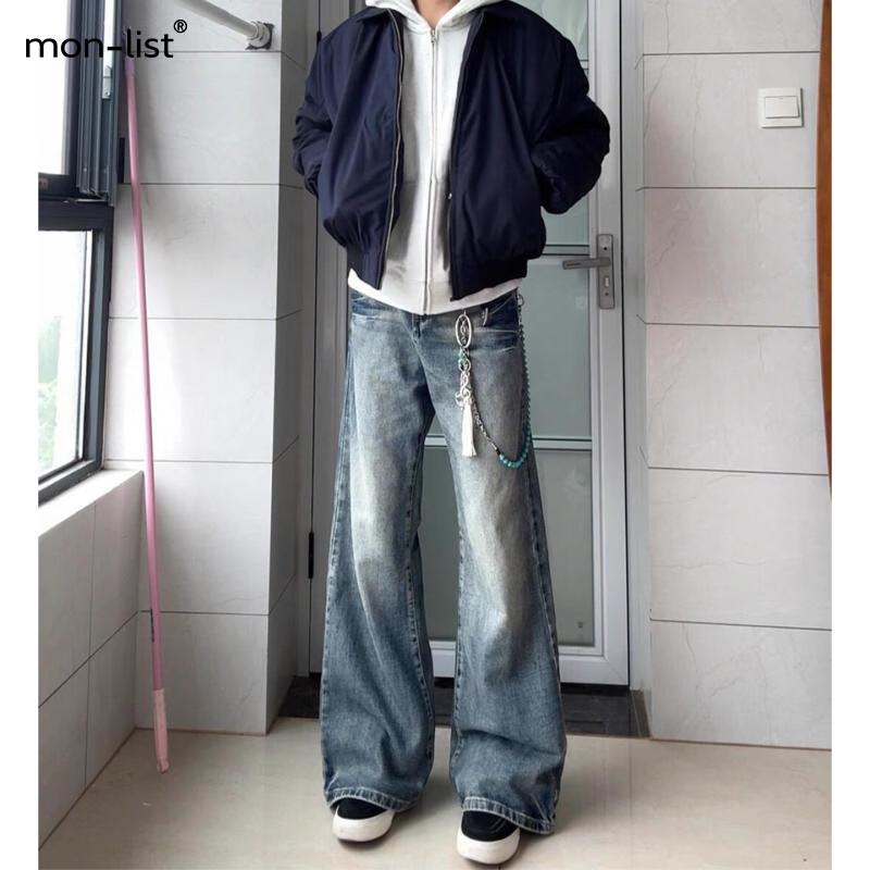 MON-LIST Мужские американские расклешенные джинсы в стиле хай-стрит M