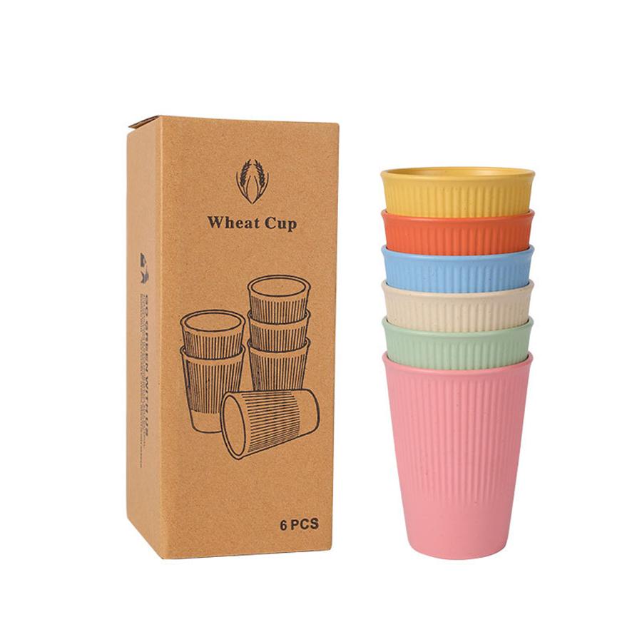 Wheat Straw Dinnerware Set Eco-friendly Safety Plates Cups Bowels Home Party Tableware Set Outdoor Camp Candy Colour Gift