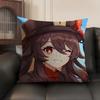 Cute Hu Tao Genshin Impact Cushion Cover Natural Linen Organic Fabric Double-Sided Printing Sofa Home Decor Gift Pillow Case