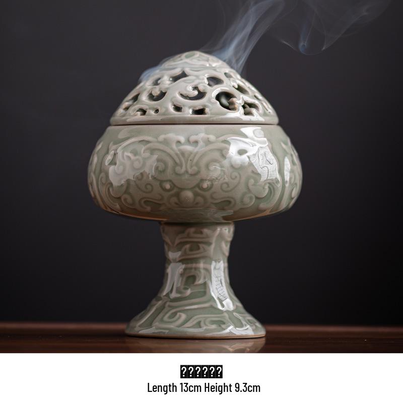 Blue Porcelain Suanni Beast Coil Incense Burner with Lid