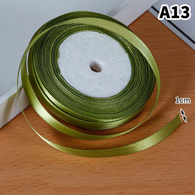 1Cm (25 Yards/Roll) Satin Flat Ribbon Roll Gift Flower Bouquet Packaging Wedding Birthday Ribbon Making Diy