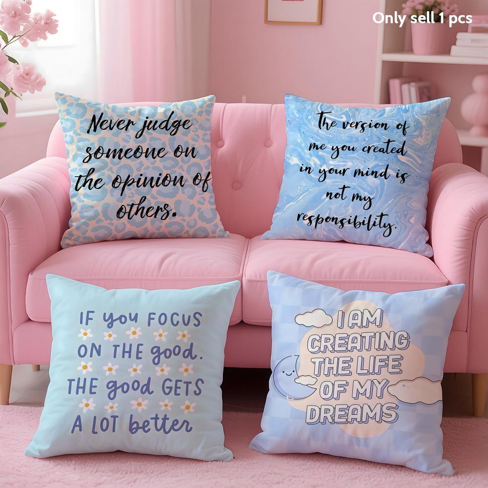 Encouraging Text Cushion Cover Soft Short Plush Double-Sided Printing Home Decor Machine Washable Pillow Case Gift