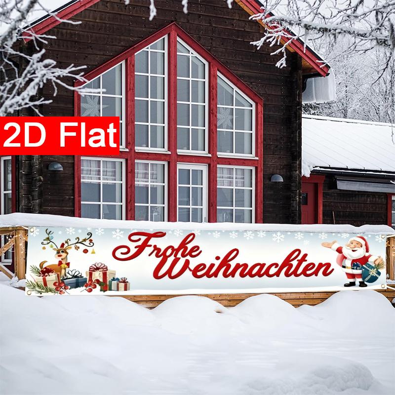 Festive Holiday Holiday Christmas Fence Banner, Outdoor Garden Porch Decor
