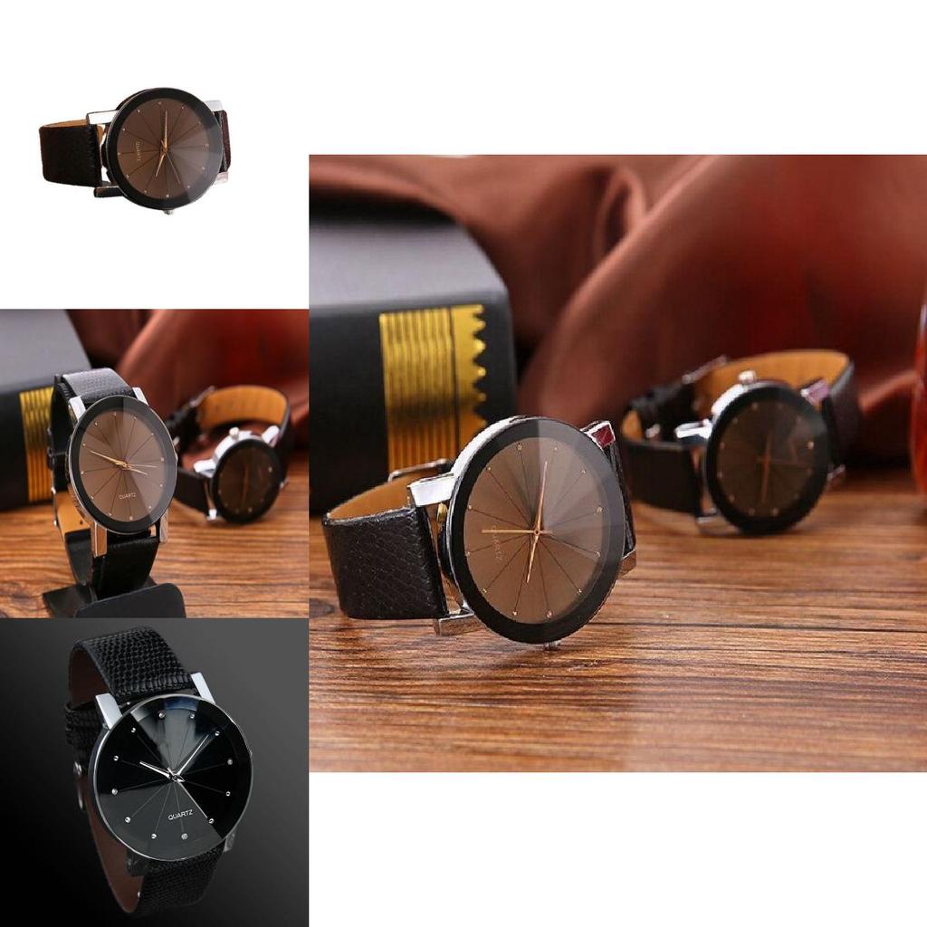 Stylish Pattern Pu Leather Strap Fashion Watch For Couples Men Women Students
