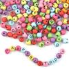 100pcs/Lot 8mm White Flat Acrylic Letter Beads Hole 1.6mm Round Bead For Bracelet Necklace DIY Women Jewelry Findings