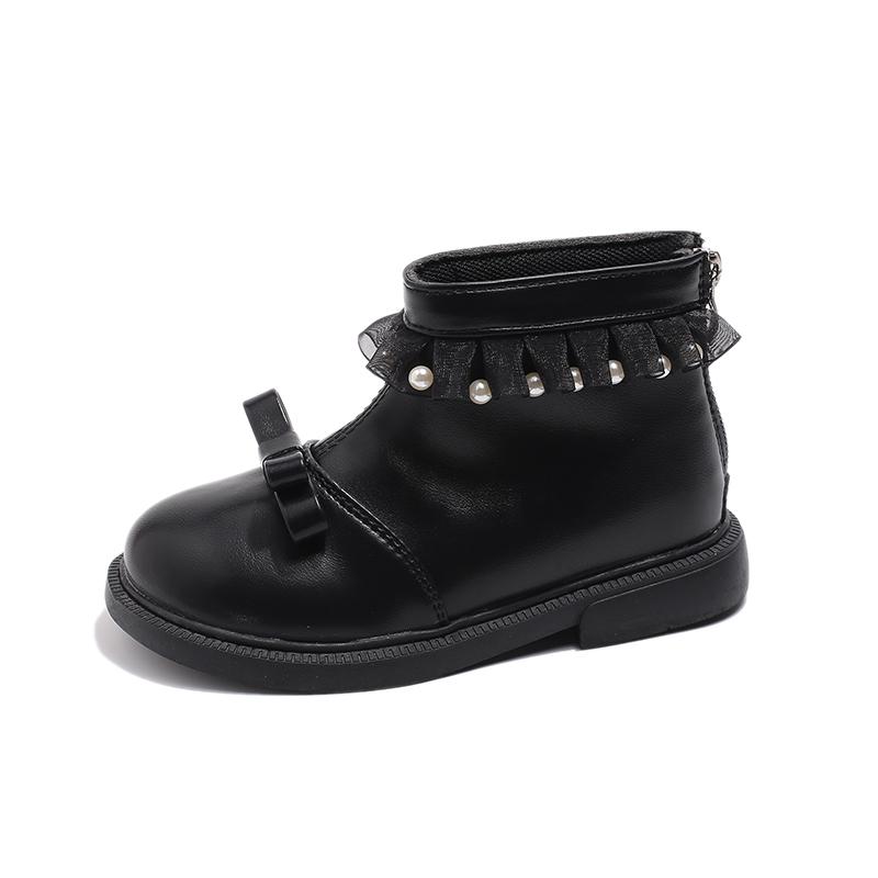 Girls Ankle Boots Sweet Children Short Leather Boots Lolita Style Kids Princess Boots with Bow-knot Spring Autumn 2024 New
