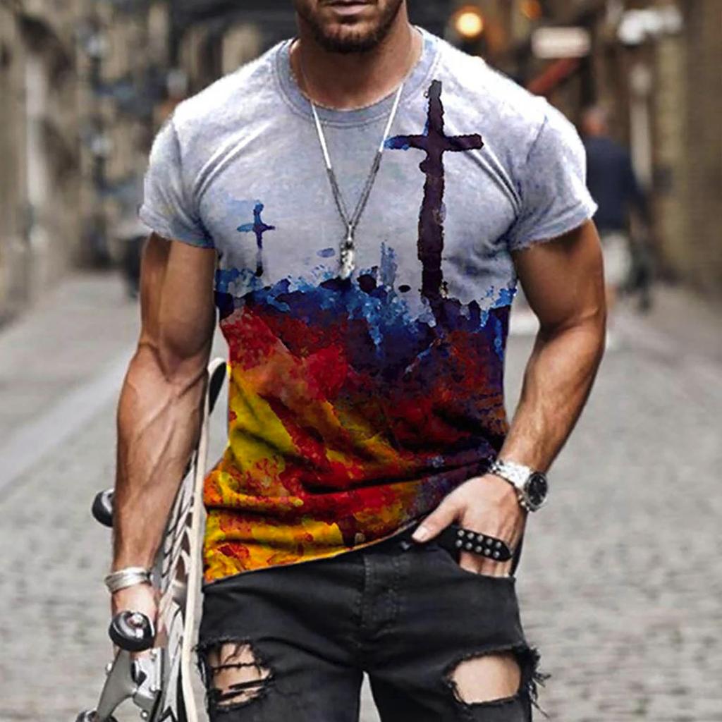 Herr Street Muscle Kortärmig Tryck Personlighet Mode Mode T-shirt