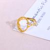Gold Plated S925 Sterling Silver Adjustable Filigree Open Ring with Scrollwork Design