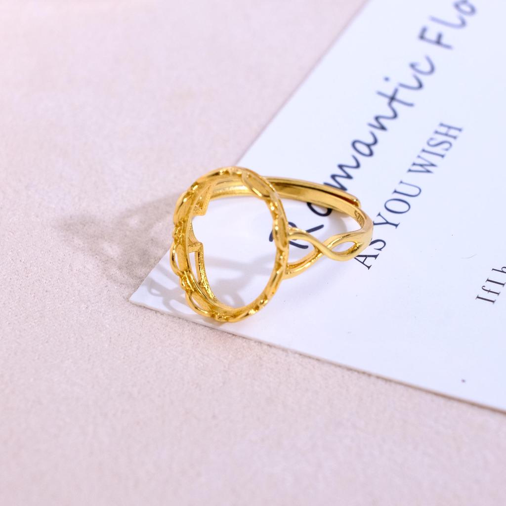 Gold Plated S925 Sterling Silver Adjustable Filigree Open Ring with Scrollwork Design