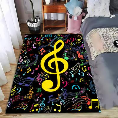 Musical Notes and Yellow Treble Clef Print Carpet for Home Decor Suitable for Use As an Anti-slip for Living Room Bedroom Sofas