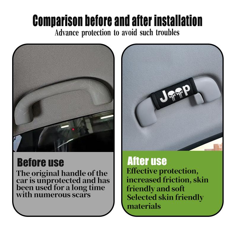 For Jeep Car Interior Suede Roof Handle Plush Protective Cover Auto Accessories Cherokee Patriot Liberty Wrangler JK JL AKX1