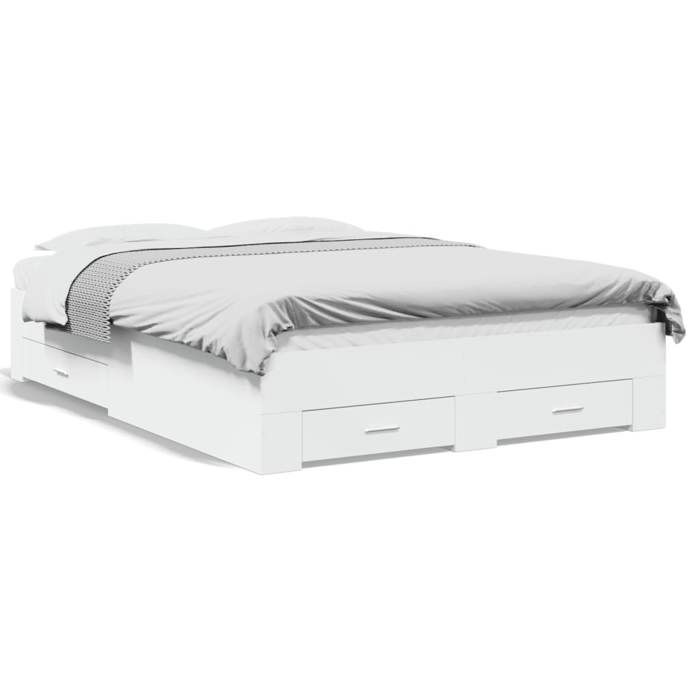 VidaXL Cadre de lit avec tiroirs blanc 120x200 cm bois d'ingénierie, lit, lit de rangement, cadre de lit double, lit double 3280391