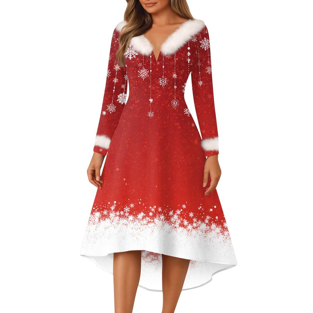 Christmas Party Printed Dresses For Women Vintage Christmas Midi Dress Casual Dresses Cocktail Dress Party Festive Dresses