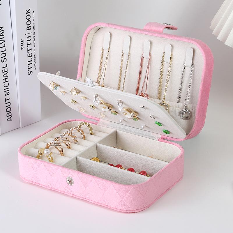 Double Layer Large Capacity Flannel Jewelry Box for Earrings, Necklaces, and Rings