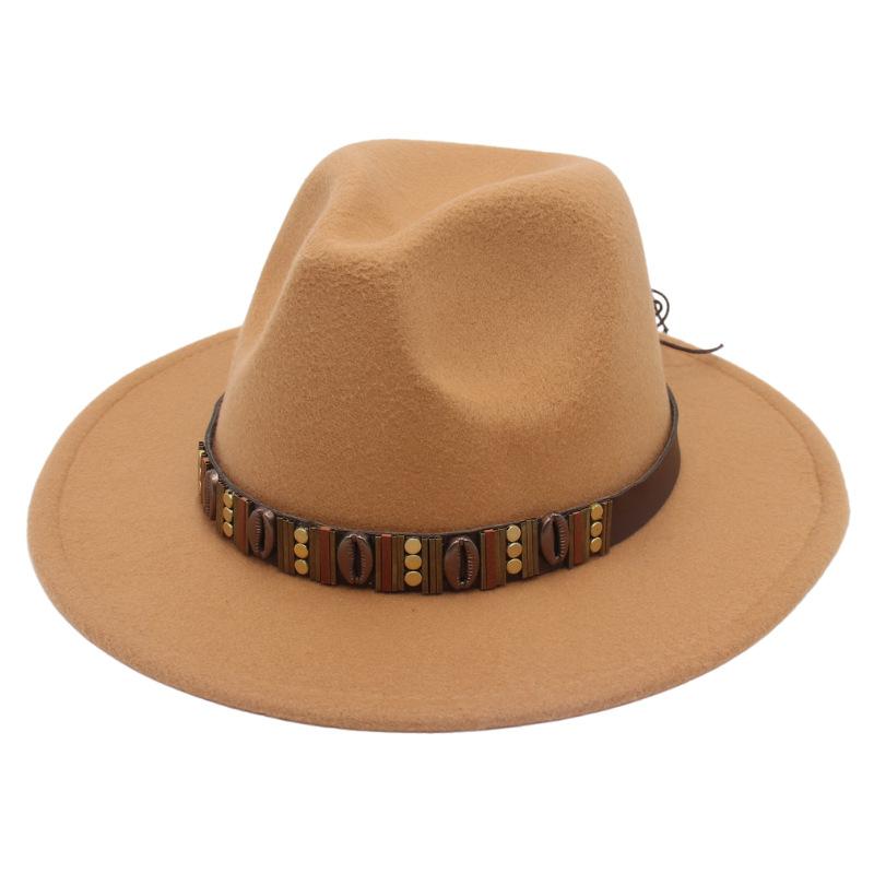 Ethnic Jazz Hat Metal Shell Belt Accessories Top Hat Dress Concave Gentleman Hat