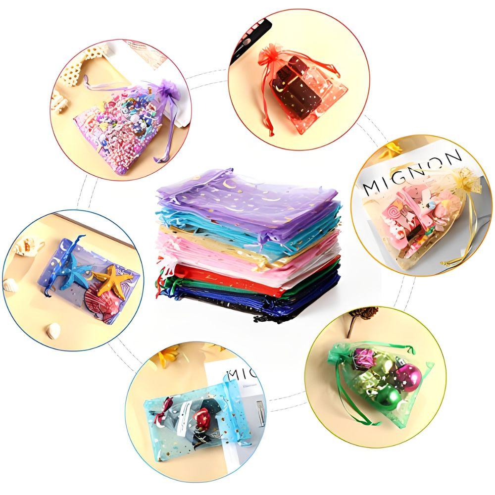 10pcs Organza Drawstring Gift Bags Mixing Colors Present Bag Candy Jewelry Cosmetics Travel Luggage Storage YMY