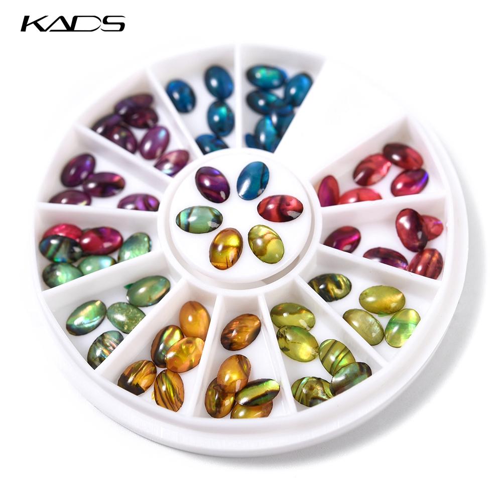kads 48pcs/set 6 Colors Oval Shape Abalone Natural Shell Unique 3D DIY Design Handcrafts Salon Acrylic UV Gel Tip Decor Manicure