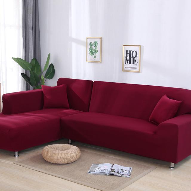 Sofa Cover Spandex Solid Color Elastic Sofa Cover For Living Room 1 /2 /3 /4 Set Seater Sectional Corner Slipcovers Sofa L Shape