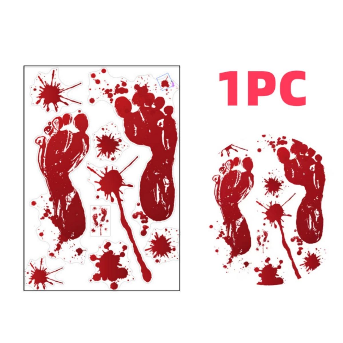 

1-16 Sheets Terror Bloody Handprint Footprint Window Stickers, Halloween Party Spooky Decoration Wall Decal and Floor Stickers 25x35CM