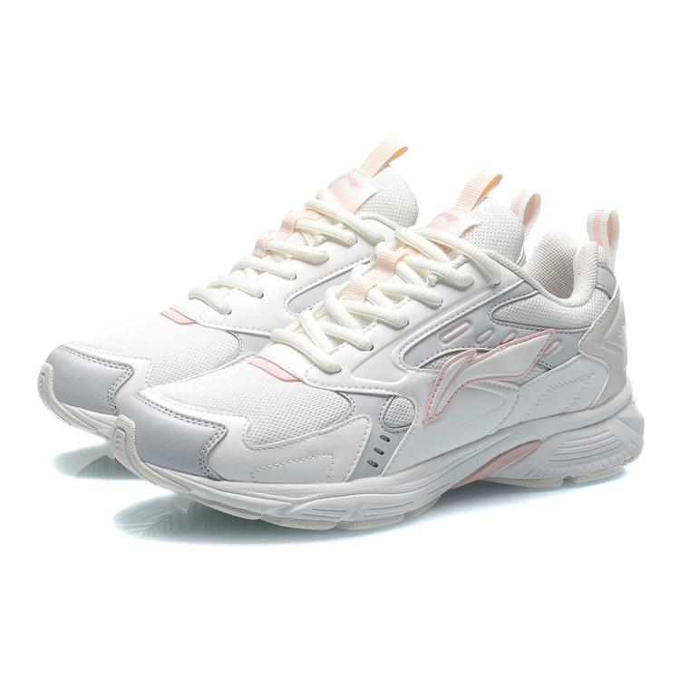 Li Ning Cushioning Slip Resistant Abrasion Resistant Low Top Running Shoes Women's Mist White ARLR018-5