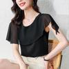 Aiyimaiyi 2023 Summer Chiffon Short-Sleeve Women's Slim Fit Belly-Covering Top