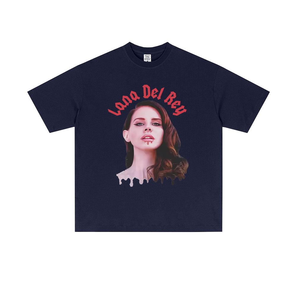 Sängerin Lana Del Rey Gesicht Grafik T-Shirt Herren Damen Freizeit Baumwolle Oversized Kurzarm T-Shirts Männliche Mode Vintage Streetwear