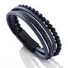 Men's Woven Tiger Eye Magnetic Buckle Bracelet - Natural Stone & PU Leather Retro Design