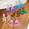 Silver Needle Acrylic Snowman & Star Christmas Earrings for Women - Elegant Festive Jewelry