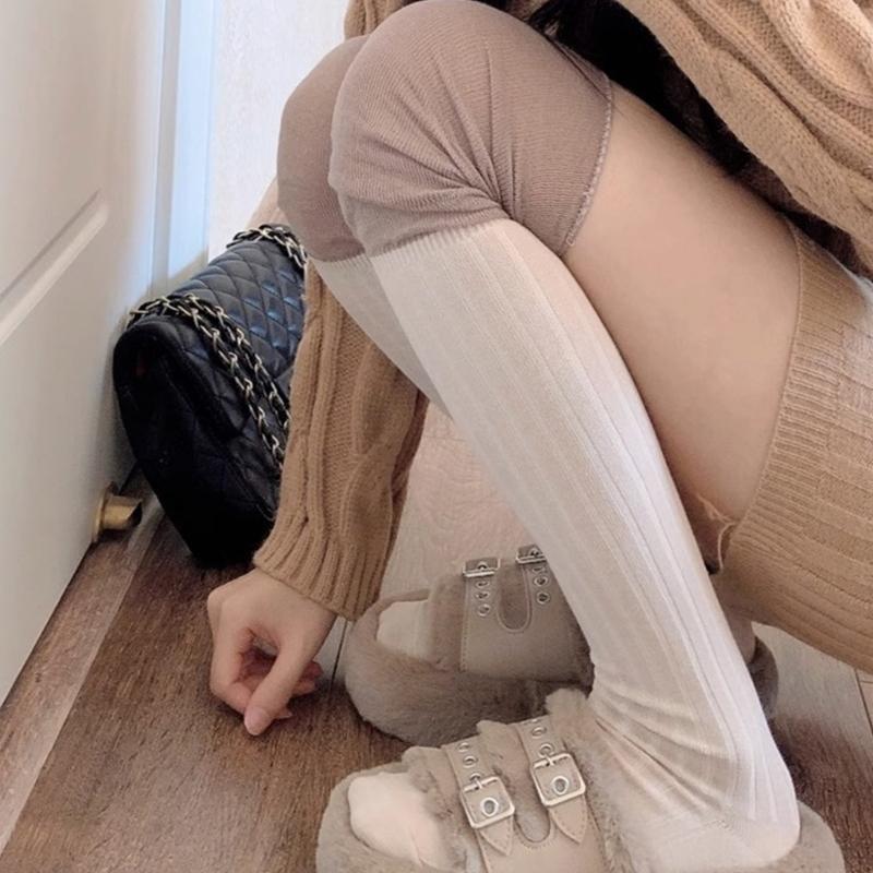 1 Pair Ruffle Thigh High Socks Tube Frilly Socks Long Tube Socks for Girl Over Knee Stockings Princess Style Dress Socks