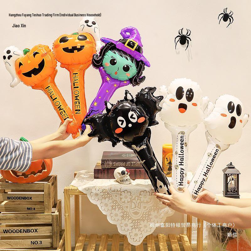 Halloween Pumpkin Lantern Balloons with Handheld Sticks for Party and Kindergarten Decorations