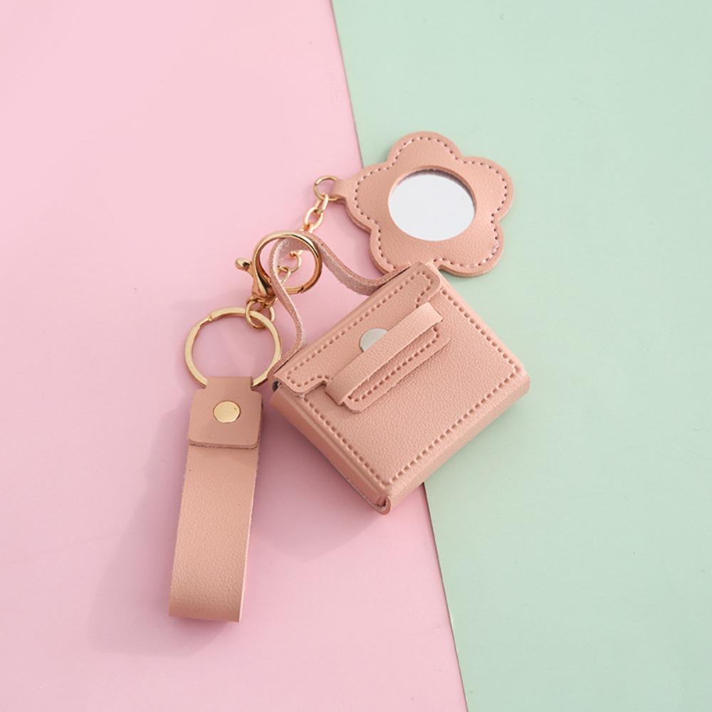 Kreativer PU-Leder Mini-Taschen-Schlüsselanhänger Cartoon mit Spiegel Ohrhörer-Taschen-Schlüsselanhänger Mädchen Handtaschen-Anhänger Aufbewahrungstasche