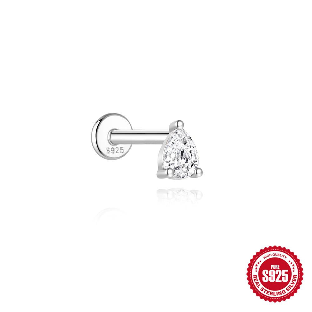 AIDE 925 Silver 1PC Mini Moissanite Four-Claw Screw Stud Earrings Casual Design DIY INS Ear Studs For Lady Jewelry