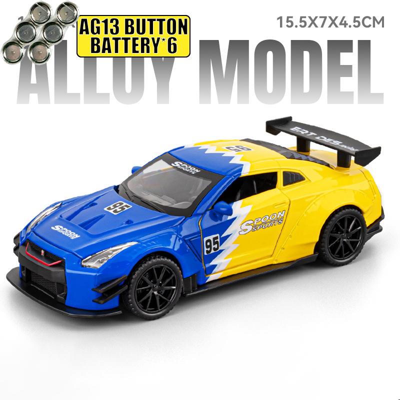 JDM 1:32 Nissan GTR R35 Skyline Ares Aleación Metal Fundición a Presión Modelo de Coche Decoración del Hogar y Adornos para Escritorio de Ordenador Regalo de Vacaciones