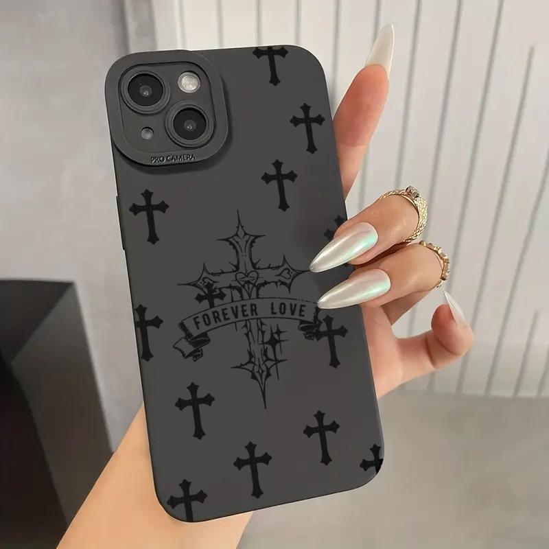 Case For Samsung Galaxy S24 S23 Ultra S22 Plus S21 FE A14 A34 A54 5G A13 A33 A53 A55 A35 A15 A52 Black Cross Print Soft Cover