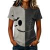 Women Casual Short Sleeve Pullover T Shirt Halloween Print Top Crew Neck Stitch Design Lightweight Soft Fabric Relaxed Fit