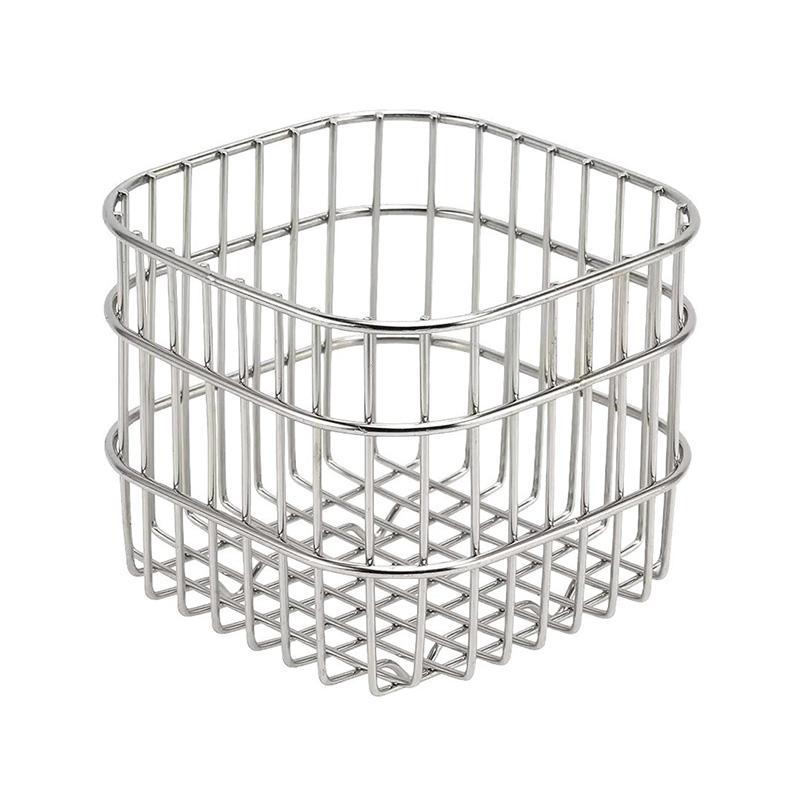Cesto portaoggetti quadrato in acciaio inossidabile - Contenitore organizer in metallo per cucina, cosmetici, scrivania e articoli vari