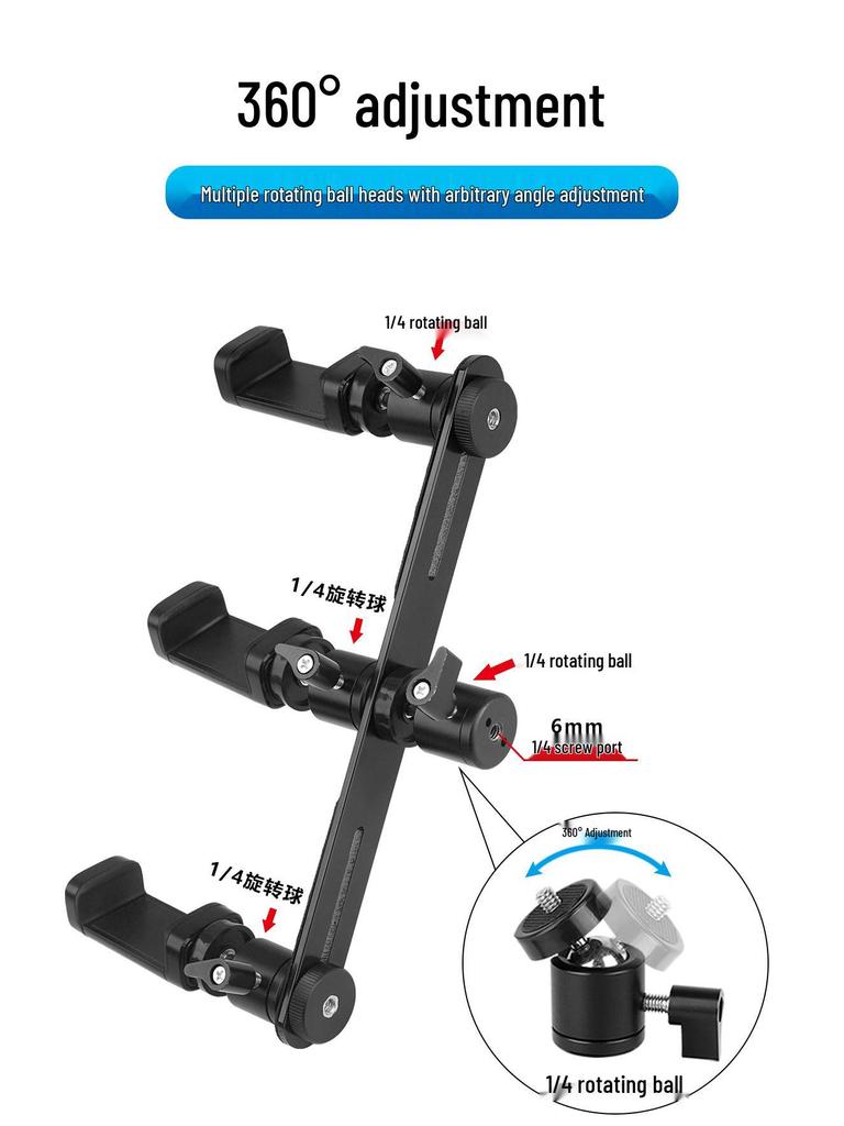 Adjustable Desktop Gimbal Boom Arm Stand for Dual Phone Live Streaming