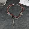 Angle Gothic Multilayer Necklace Rose Flower Clavicle Chain Choker Crystal Beads Necklace  Party