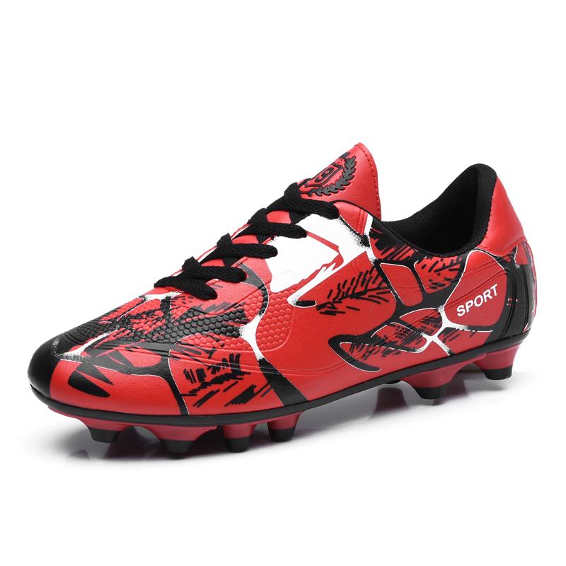 Modne litery drukowane dziecięce buty piłkarskie korki halowe buty do futsalu chłopięce zielone długie buty piłkarskie z kolcami dziecięce Zapatos De Futbol